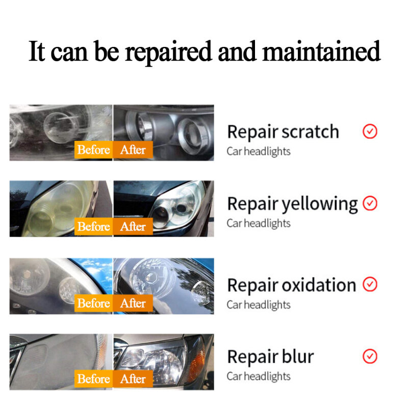 Líquido de reparación de faros de coche, reparación de arañazos, reparación de faros, pulido, mantenimiento antiarañazos, TSLM1, 20ml