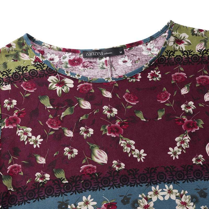 ZANZEA-Vestido largo de lino con estampado Floral para mujer, traje informal de manga corta para verano, talla grande, 2019