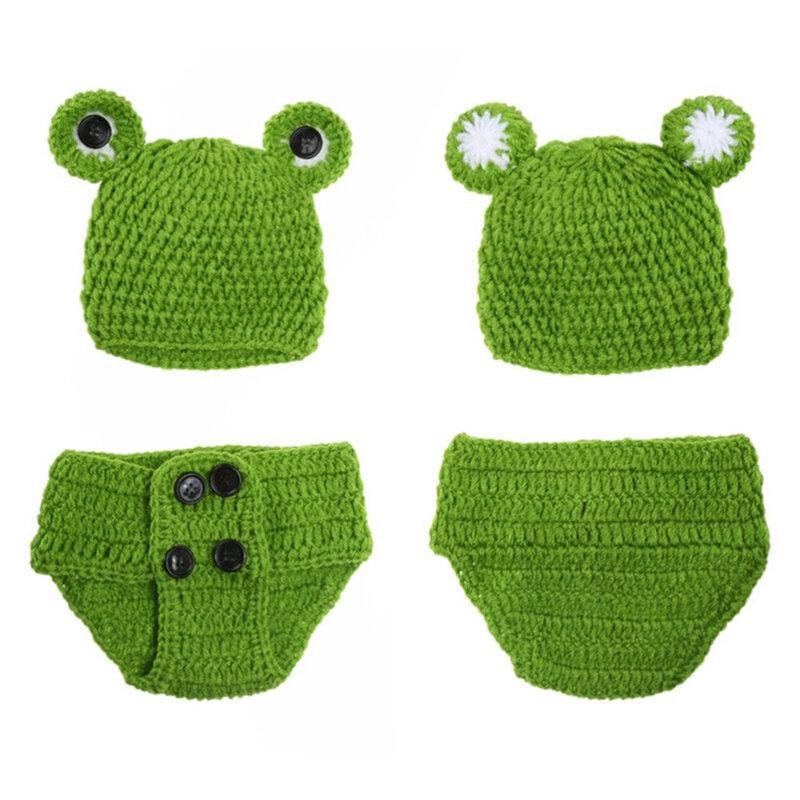 Noworodków żaba kapelusze rekwizyty fotograficzne niemowlę dziecko szydełka dzianiny Tod śliczne noworodka fotografia rekwizyty kostium dla niemowląt strój 0-12M