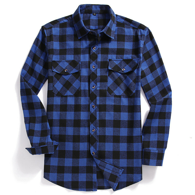 メンズチェックシャツ,長袖シャツ,2つのポケット,トレンディなプリントボタン,サイズs m l xl,2022