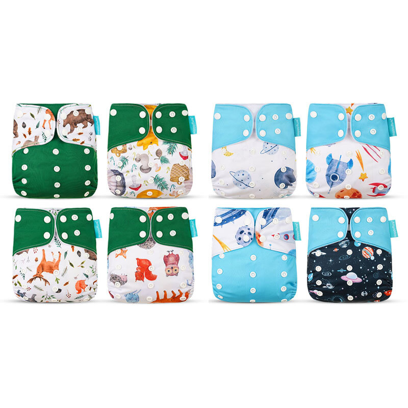 Happyflute nuovo Set OS Pocket pannolino 8 pezzi Diape + 8 pezzi inserto in microfibra lavabile e riutilizzabile Baby pannolino regolabile copri pannolino per bambini