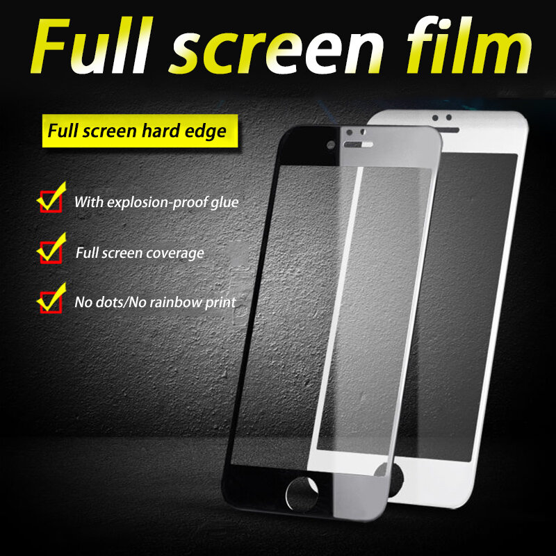 Protector de pantalla de vidrio templado curvo para iPhone, película de vidrio para iPhone 7, 8, 6 S Plus, 8, 7, 6, SE, 2020, 3 unidades
