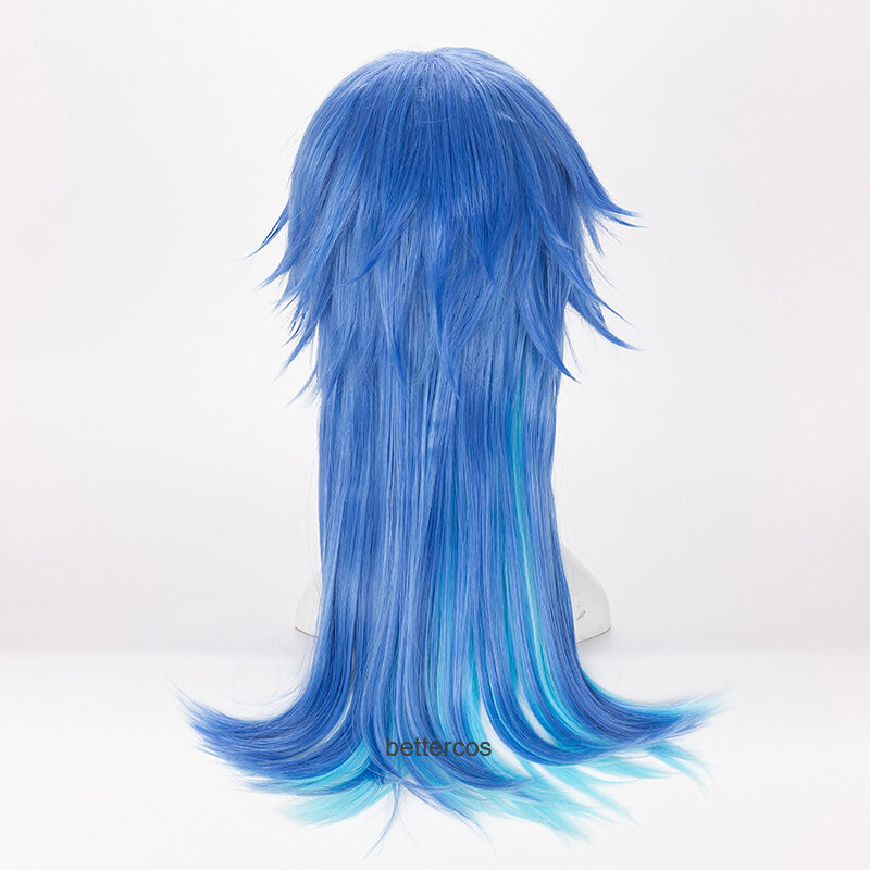 Peruca cosplay dmmd seragaki aoba, peruca de cabelo sintético em gradiente azul, resistente ao calor + touca