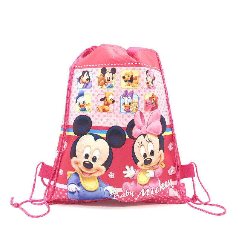 子供のための赤いミッキーとミニーのディズニーマウスのバッグ,誕生日パーティーのための不織布のギフト,男の子と女の子のためのサバット