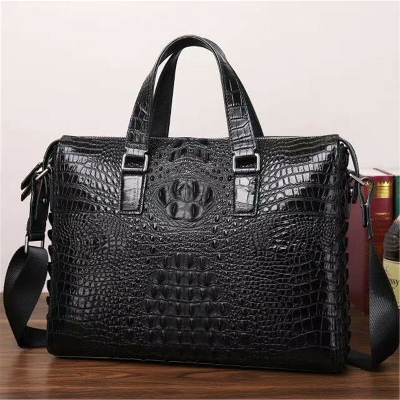 Kaisiludi, новая мужская сумка из крокодиловой кожи, кожаная сумка, вместительный деловой портфель для компьютера, мужская сумка, деловая сумка