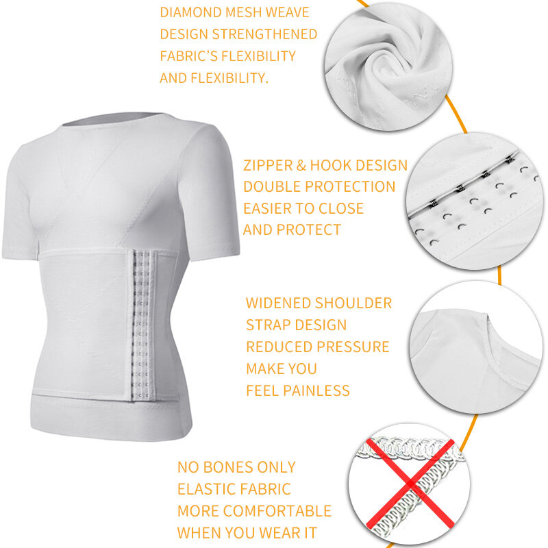 Chemises de compression pour hommes, corset amincissant, gaine de gynécomastie