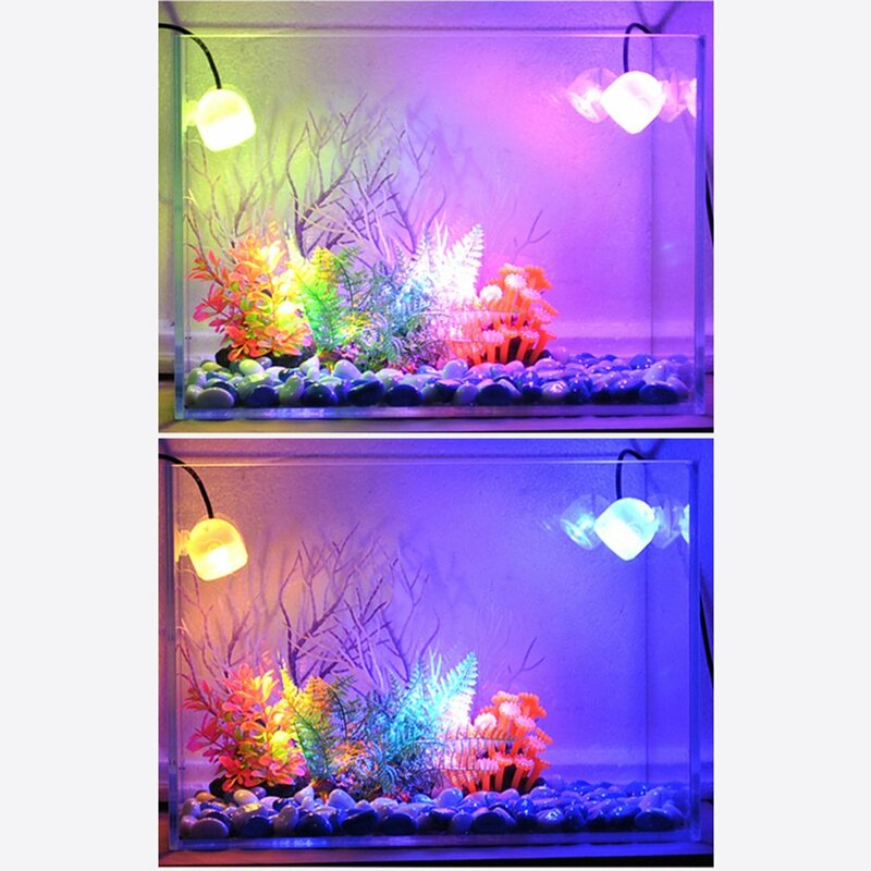 Foco LED impermeable para acuario, luz sumergible, lente convexa, ventosa, Lámpara decorativa para pecera, iluminación interior, tamaño pequeño