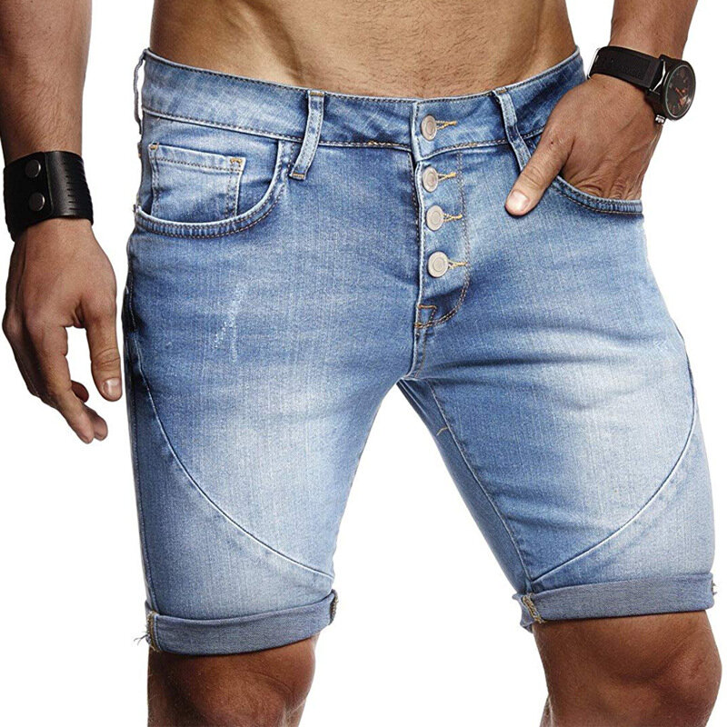 Calção jeans masculina casual, calção jeans sexy para homens na moda
