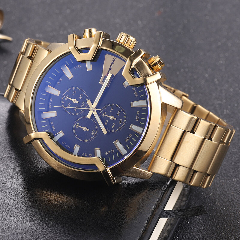Gold Watch Men Top Luxury Brand Stainless Steel Sport Waterproof Quartz Watches Mens Chronograph Military Relogio Masculino 2021