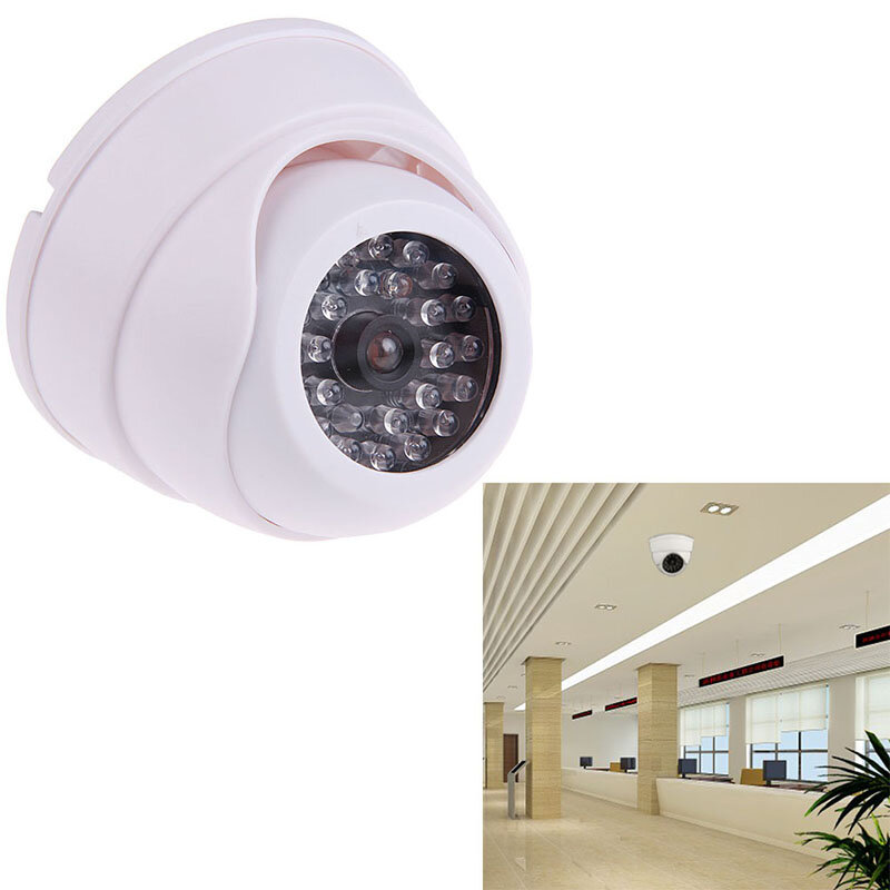 Cámara de seguridad CCTV falsa para interior y exterior, domo de videovigilancia, luz LED intermitente, equipo de seguridad