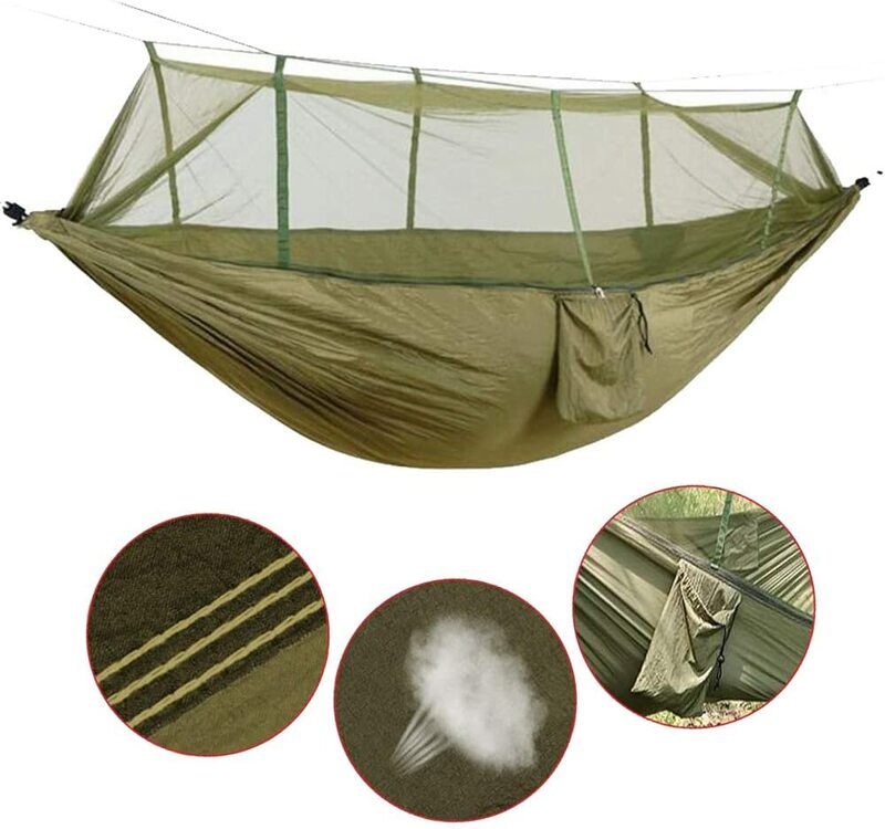 Hamac parachute avec moustiquaire, lit-balançoire portable, tissu robuste, mobilier d'extérieur, idéal pour le jardin ou le camping, 2 unités