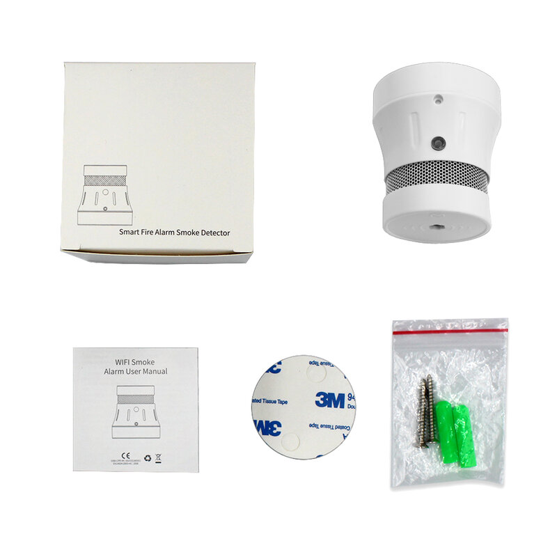 CPVan 4/6 Buah WiFi Detektor Asap Alarm Kebakaran Tuya Aplikasi Kehidupan Pintar Kontrol Aplikasi TUV CE Bersertifikat Sensor Asap Perlindungan Alarm Kebakaran
