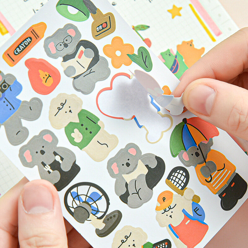 Mohamm 동물 친구 시리즈 스티커, 스크랩북 종이, 창의적인 문구 학교 용품, 장식, 1PC