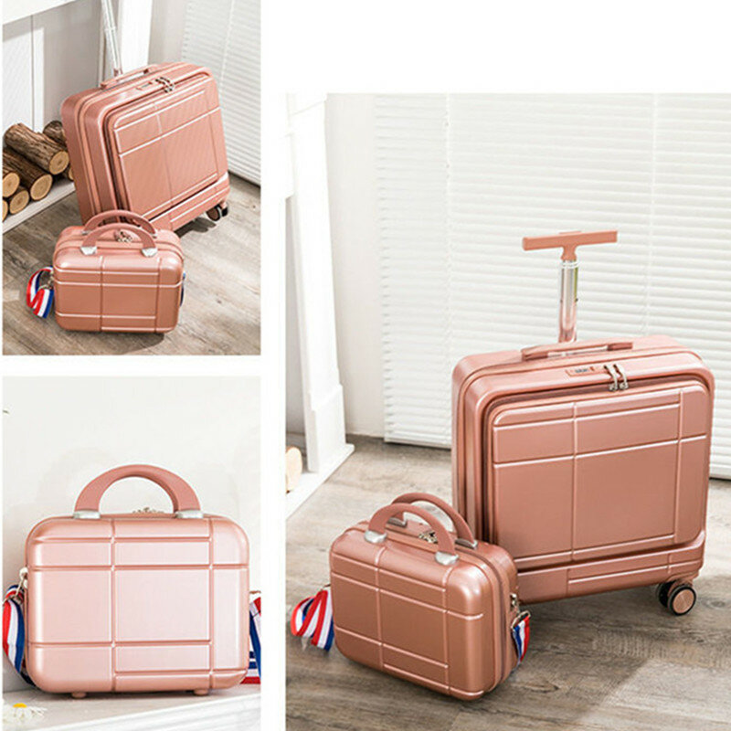 Valise de rangement pour ordinateur portable 18 pouces, valise de cabine avec serrure à mot de passe, sac à cosmétiques, sac à main à bandoulière