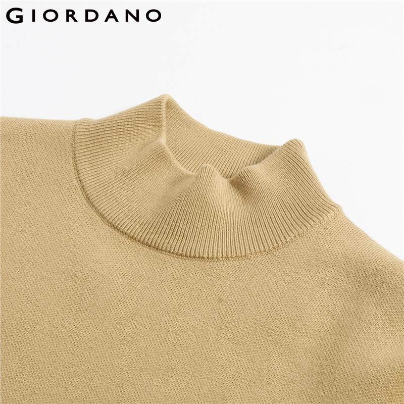 Giordano masculino suéteres pintainho cor sólida mockneck malha usa 12 stiches tricô camisolas quentes 18051606