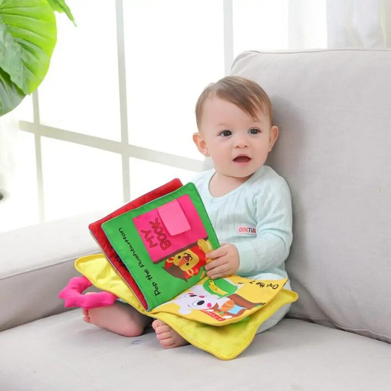 Kuulee Baby Cloth Book Infant Early Learning Toy Tear Resistant Breakproof 3D Book Cartoon Design with Goodnight Bear Bride Girl