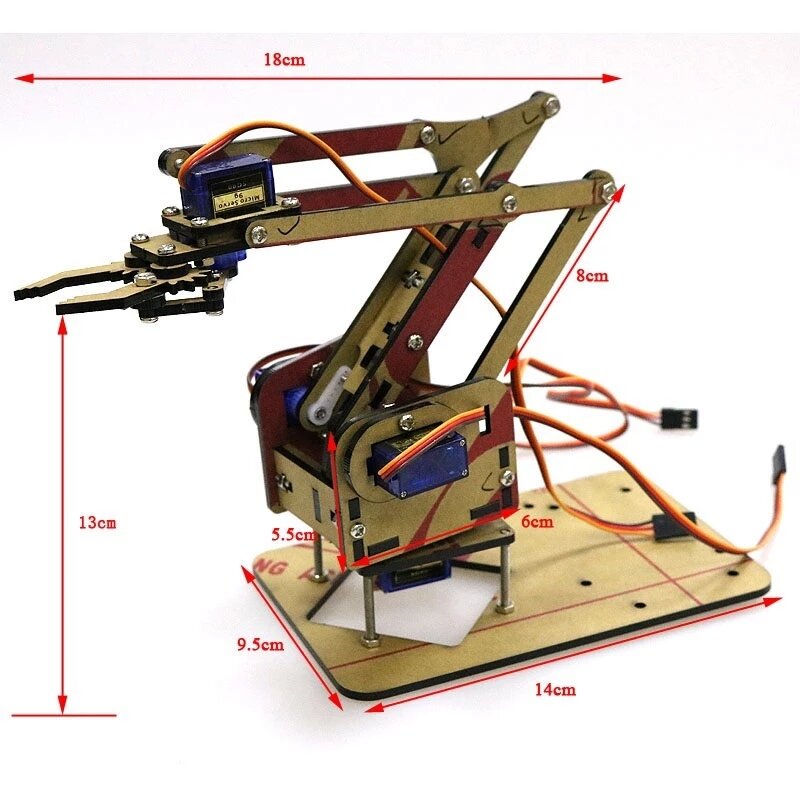 Assemblaggio Kit braccio robotico macchinario acrilico manipolatore braccio artiglio Robot stringatore presa Arduino Maker Pi dotato di 4 sterzo Gea