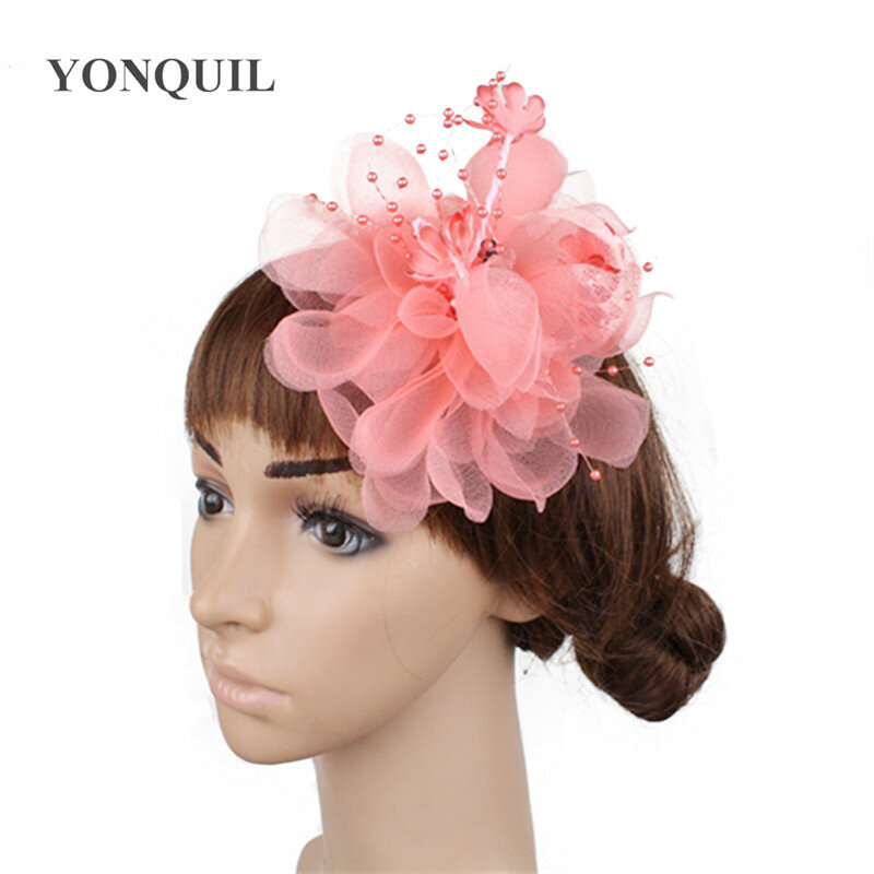 Fashion Silk Flower Party Floral Fascinators Wedding Headwaer For Women Ladies Royal Event Hair Accessories With Clips SYF443