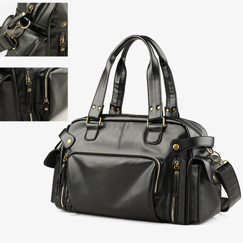 Men's Soft Leather Briefcase For Laptop Tote Bags Business Shoulder Messenger Handbag Leisure Large Travel Bags Black XA158C