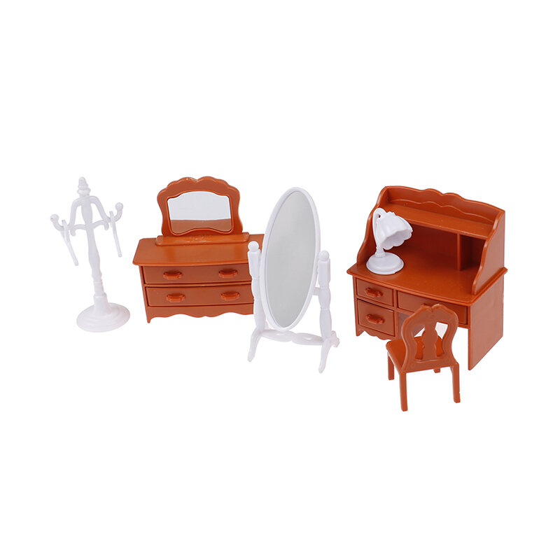 Mini Doll Furniture Miniature Dollhouse Bedroom Dresser Desk Mirror Play Model Accessories Toys for Children Christmas