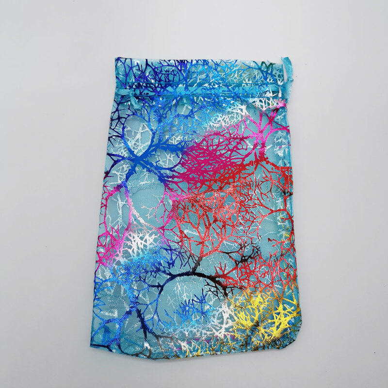 100pcs Blue Coral Organza Zakje Koord Bag Organizer Sieraden Doos Gift Voor Wo Kerst Sieraden Display Verpakking Zakken