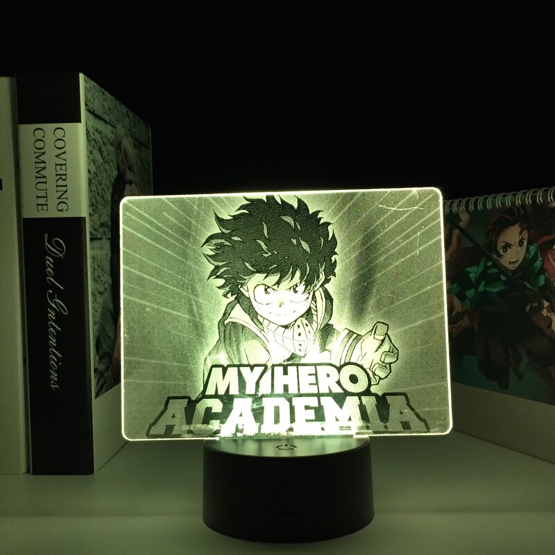 Dwukolorowa lampa stołowa Anime My Hero Academia Midoriya Izuku 16 kolorowa lampa LED na wystrój sypialni prezent urodzinowy Manga kolorowy