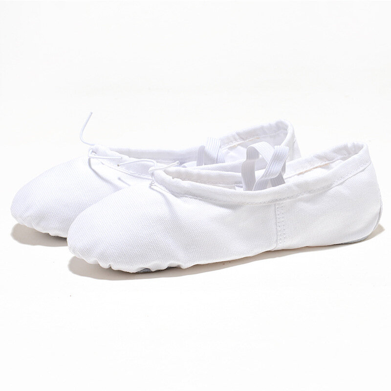 Zapatillas de Ballet para niñas y mujeres, zapatos planos de lona, de color negro, rojo, rosa y blanco