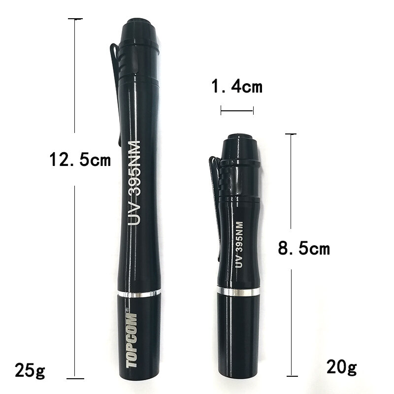 Zum Verkauf tragbare Mini-UV-Stift Licht ultraviolette LED-Stift Taschenlampe 365nm 395nm 380nm LED-Taschenlampe mit Clip für Geld erkennen