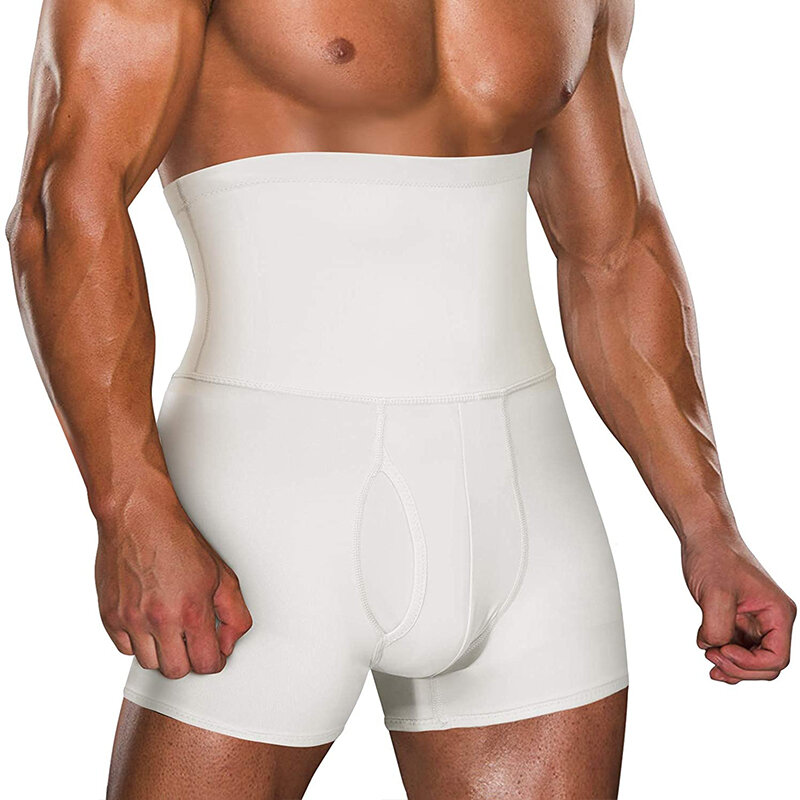 Mężczyźni brzuch bielizna modelująca szorty wysokiej wyszczuplająca talia urządzenie do modelowania sylwetki gorset Waist Trainer pas bielizna kompresyjna bokserki obcisłe