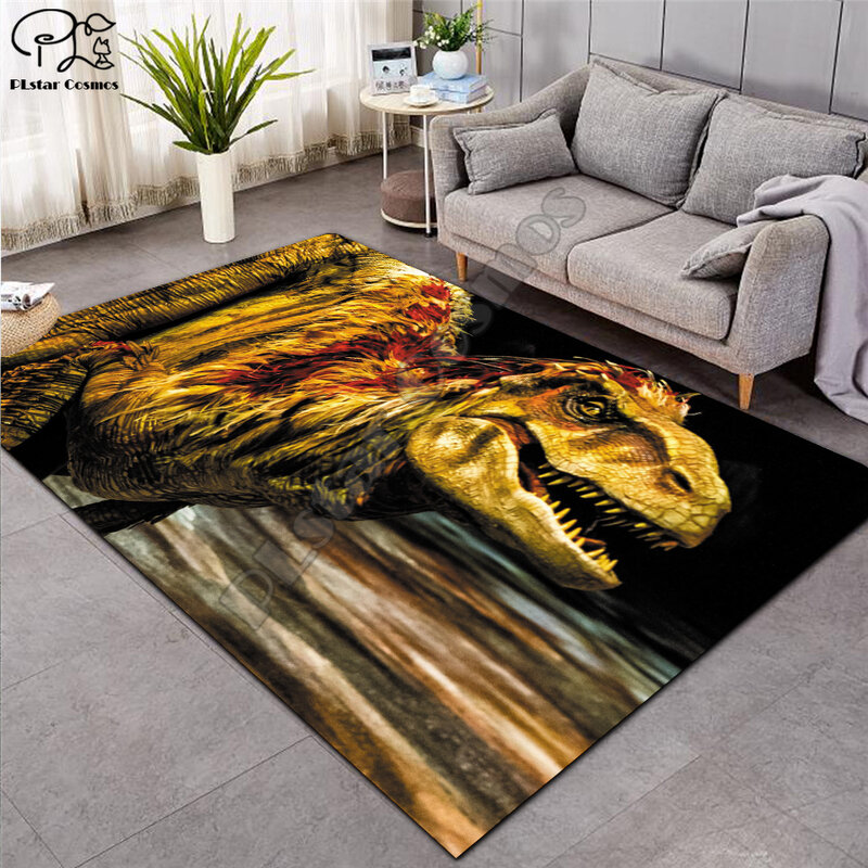 Alfombra nórdica 3D de dinosaurio para sala de estar, sofá, dormitorio, Alfombra de juego, salón de dibujos animados, alfombras grandes, alfombra para puerta de pasillo, personalizada, 001