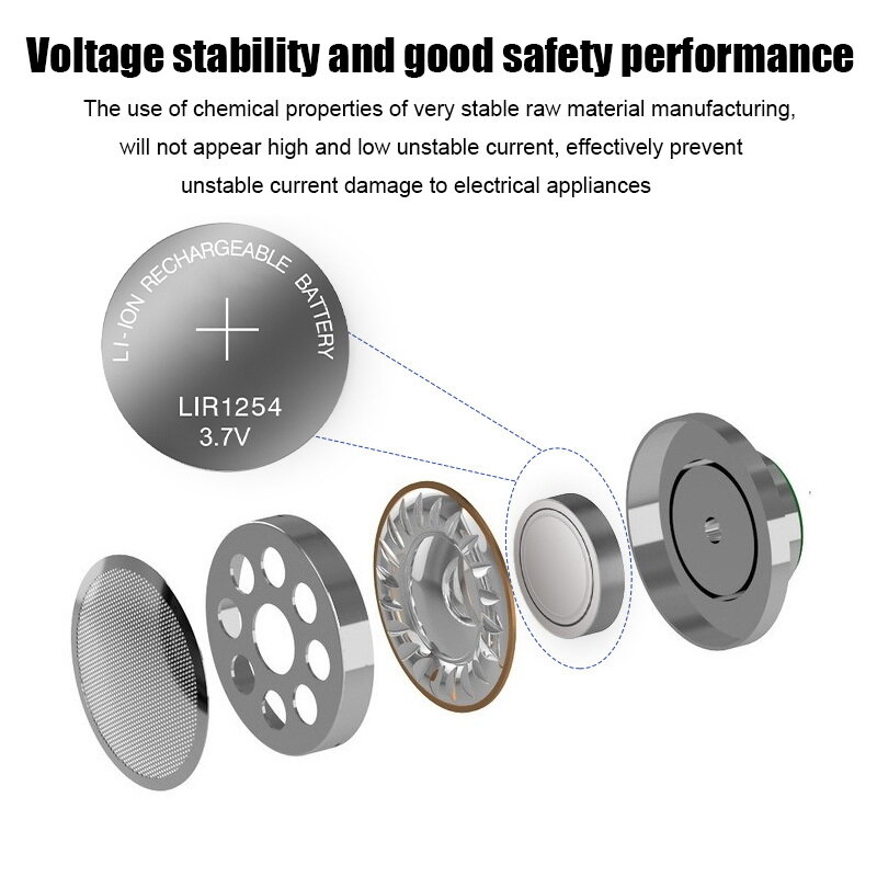 2 sztuk 3.7V LIR1254 akumulator litowy wielokrotnego ładowania komórka przycisku wbudowane baterie 1254 dla TWS słuchawki bezprzewodowe Bluetooth