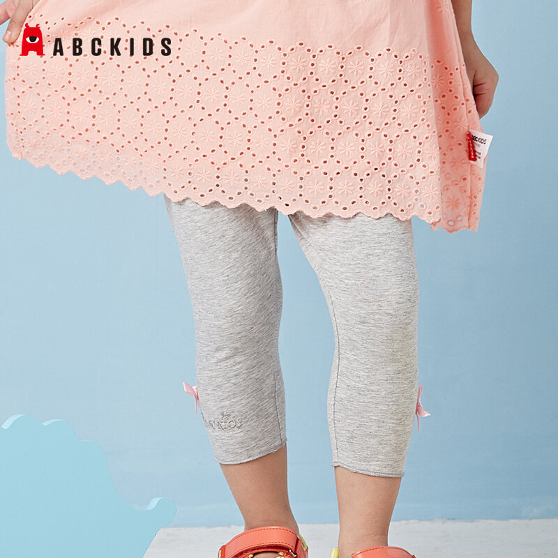 ABCkids Leggings de verano para niñas, Leggings con lazo, falda para bebés, pantalones corto de niño finos de algodón sólido elástico suave