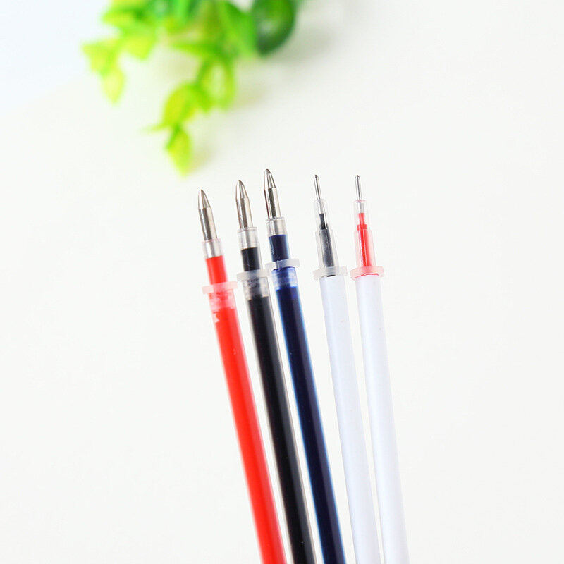 Recargas de bolígrafo de Gel con carcasa de Color blanco, suministros de papelería de oficina con patrón de Kawai de tinta negra de 0,5mm, 13cm de longitud, 10 unidades
