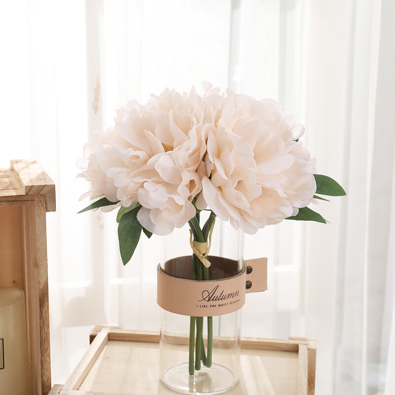 5pcs grande seda branca peônia artificial buquê de flores decoração de casamento mesa de casa grande flores falsas dia dos namorados suprimentos