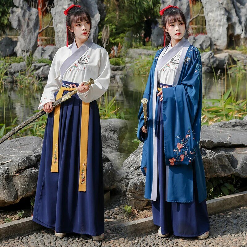 Chinesischen Kleid Hanfu Gradienten Grün hanfu Kleider Stickerei Bühne Dance Chinesischen Stil Cosplay Kostüme Jacke Für Paare