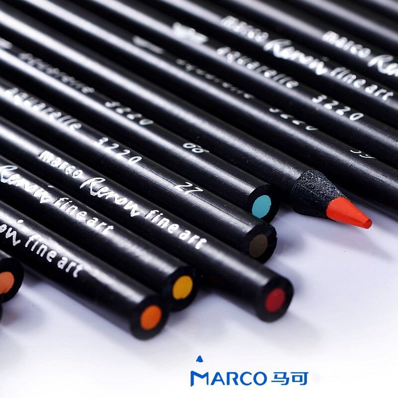 Marco Water Soluble Black Wood Aquarelle Watercolor Colored Pencils Set Professional Drawing Color Pencil Art Painting Supplies