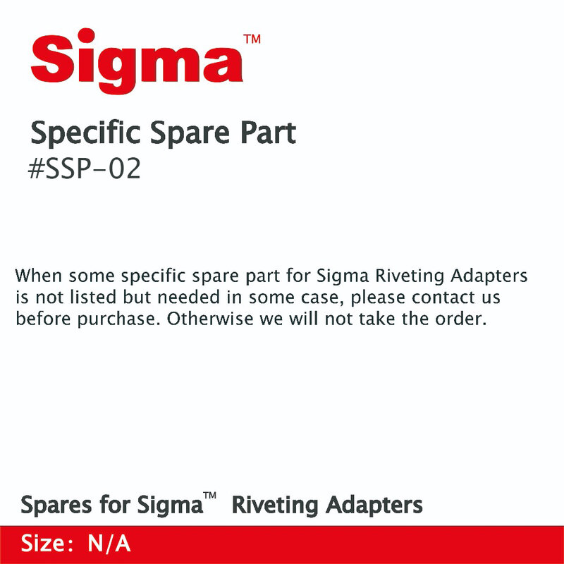 Specifieke Onderdeel Voor Sigma Klinken Adapters, Alleen Beschikbaar Voor Aankoop Wanneer Individueel Gevraagd.