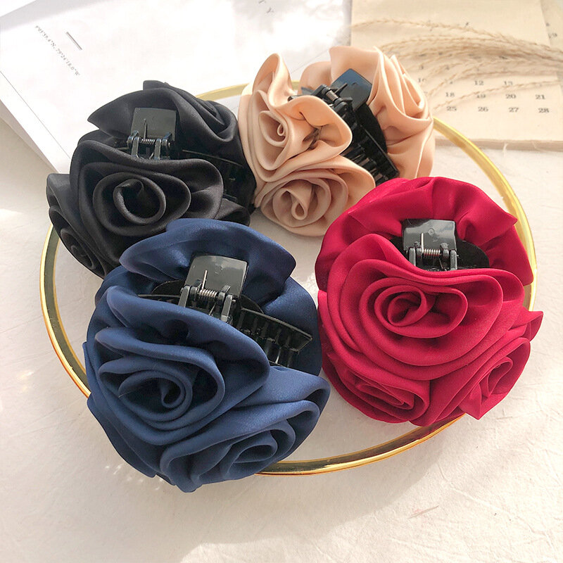 Navy Blue Black Pink Red Light Brown Floral Cloth Headwear Claw Hair Clip Plastic / Resin Hairpin Clamp Headwear Women