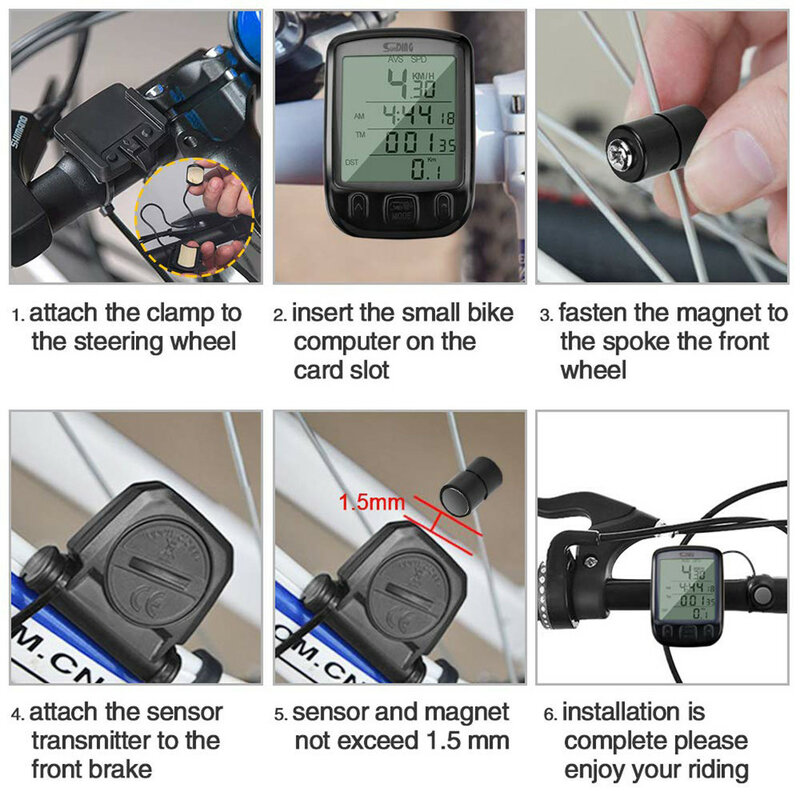 Vélo ordinateur étanche numérique LCD Cycle vélo ordinateur chronomètre fil odomètre compteur de vitesse cyclisme 6.68