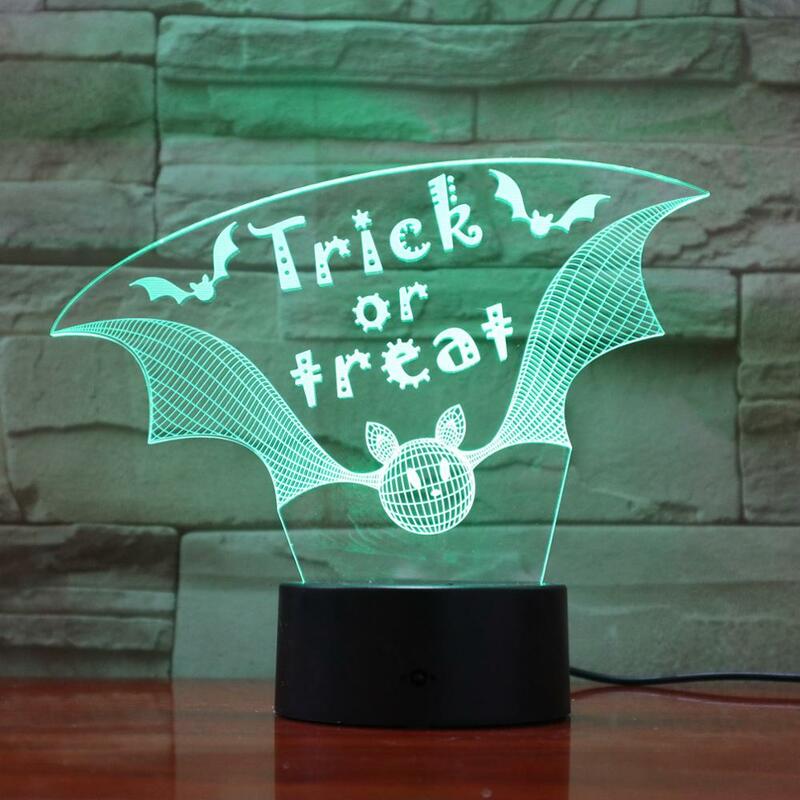 Dolcetto o scherzetto luce notturna 3D scrivania tavolo illusione decorazione lampada festa compleanno regalo di Halloween 791