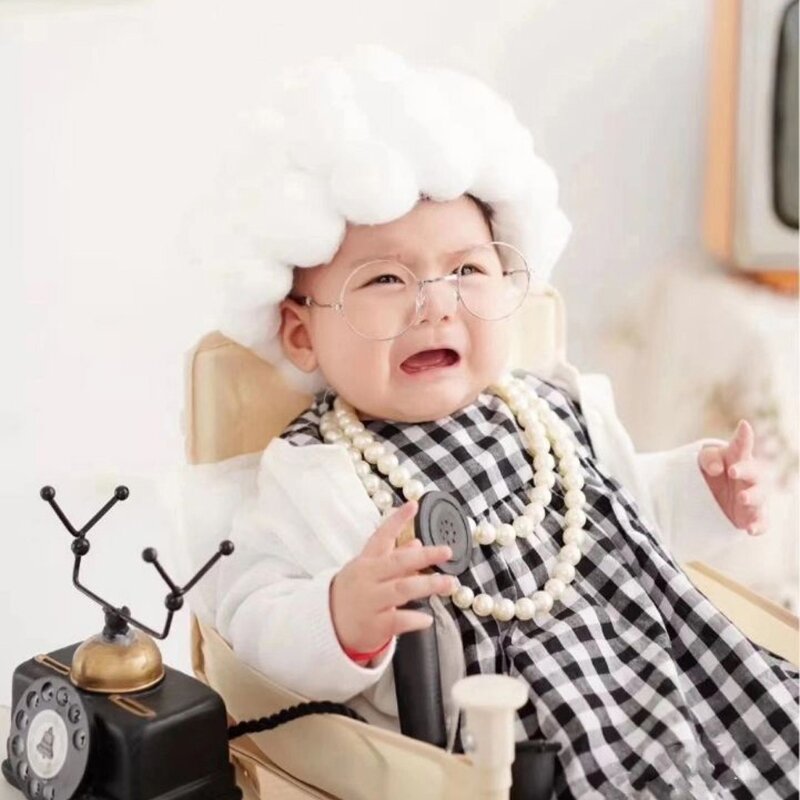 1 Set Funny Newborn Baby Photography Props Costume Infant Girls Cosplay Grandma Clothes Photo Shooting Hat Outfits Dropshipping
