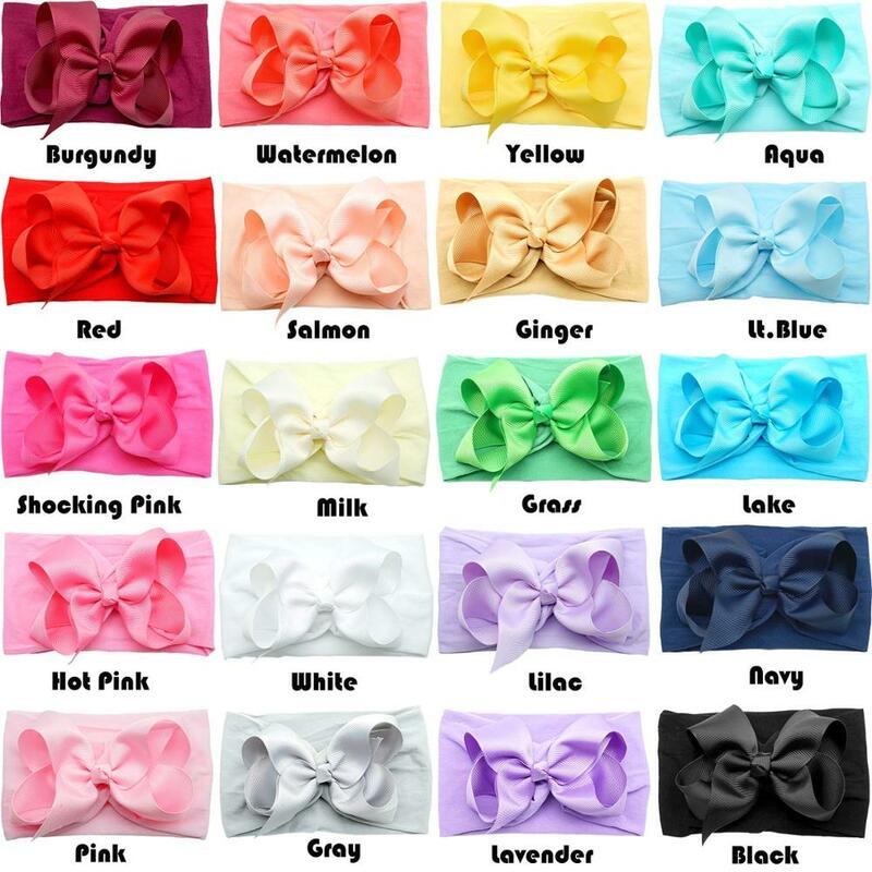 20 Colors Baby Nylon Knotted Headbands Girls Big 4.5 Inches Hair Bows Head Wraps Newborn Infants Toddlers Hairbands