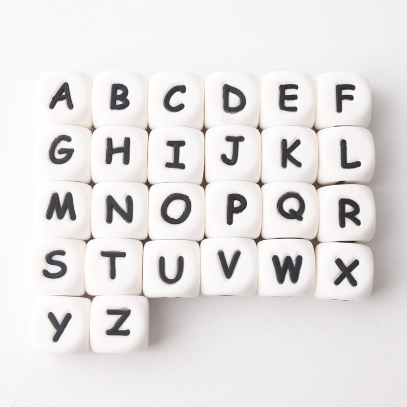 10 sztuk 2020 nowo 12MM silikonowe litery koraliki dziecko ząbkowanie gryzaki ABC koraliki z literami BPA darmowe prezenty na brzuszkowe angielskie litery