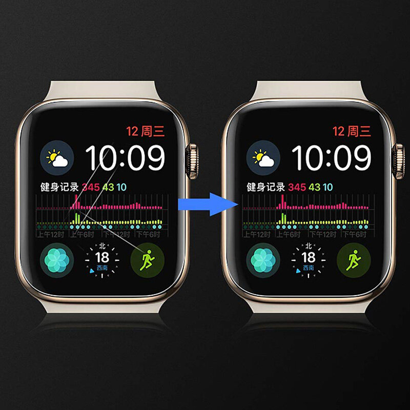 Protecteur d'écran pour montre Apple Watch, Film en verre trempé 9D, entièrement incurvé, pour Apple Watch 5 38 40 42 44 mm i bracelet de montre