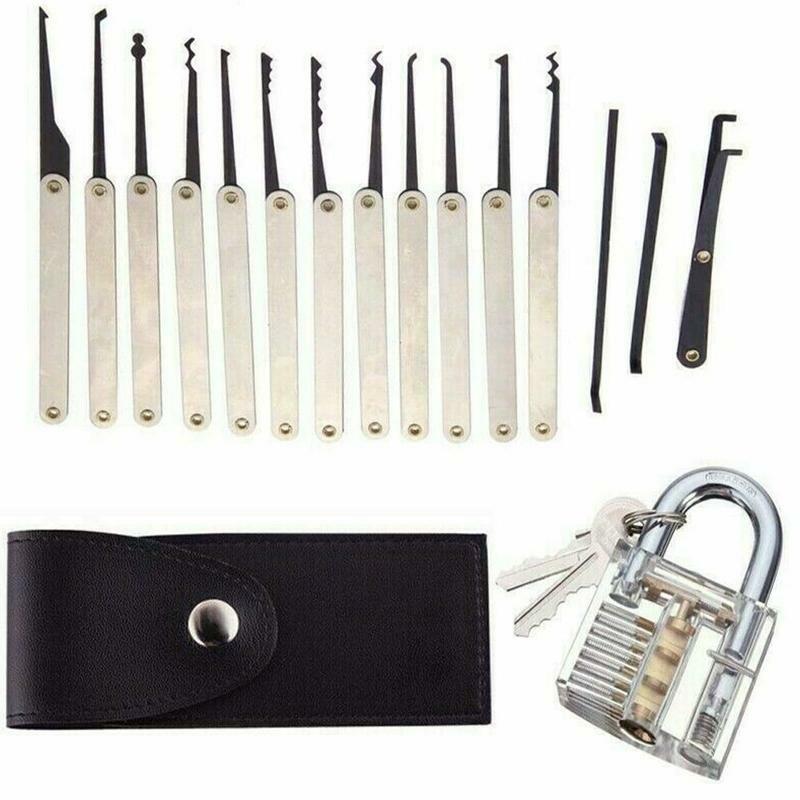 Großhandel Schlosser Werkzeuge Praxis Transparent Lock Kit Mit Gebrochen Key Extractor Wrench Werkzeug Entfernen Haken Hardware 3 In 1 Set