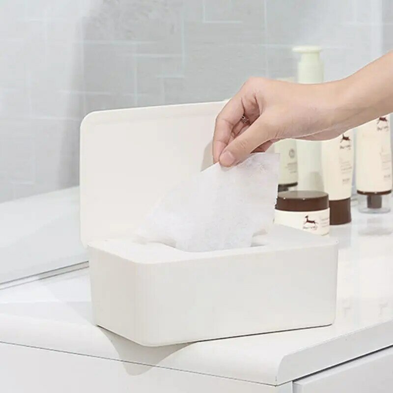 Durable PP Wet Wipes Dispenser Holder Tissue Storage Box Case with Lid for Home Stores