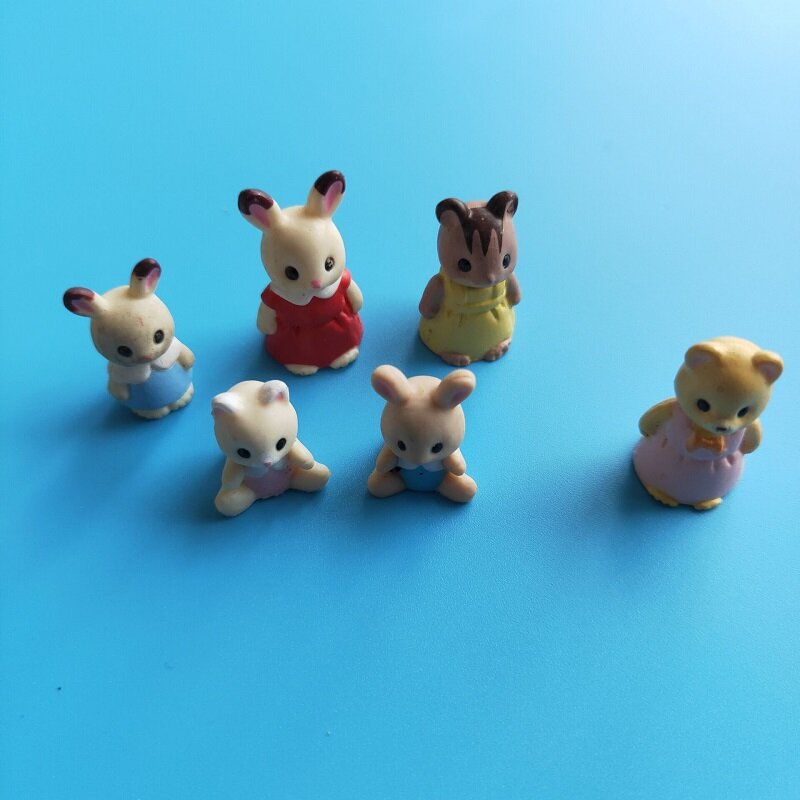 10 peças/lote mini coelho de plástico original, 1-3cm, família, esquilo, fofo, cozinha, brinquedos, acessórios