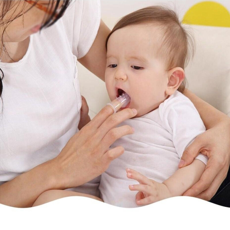 Bebê dedo escova de dentes silicone + caixa crianças dentes limpar macio silicone infantil escova de limpeza de borracha