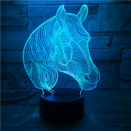 Acryl Kleurrijke Paard Hoofd Kleur Veranderlijk 3D Led Touch Afstandsbediening Lamp Nieuwigheid Geschenken Vakantie Thuis Slaapkamer Decor 527