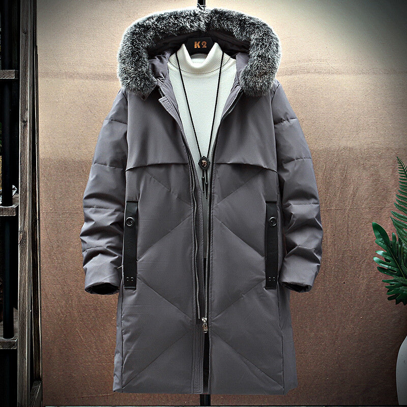 Мужское пальто 2021, утепленная куртка, мужские теплые парки средней длины с капюшоном, мужская пуховая куртка, зимняя мужская куртка, новое зимнее пуховое пальто